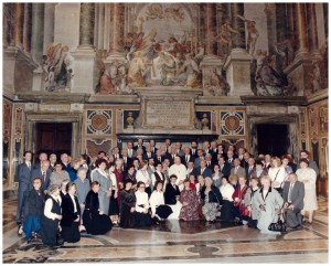 Watykan, sala klementyńska, 19 04 1988r, Chóry Cecyliański i Katedralny z rodzinami w czasie audiencji u JPII