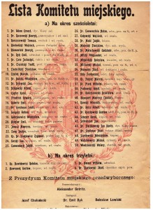 lista Komitetu Miejskiego Lwów