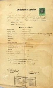 Lwów 1882r świadectwo II półrocze klasy pierwszej szkoły realnej Kazimierz Legeżyński