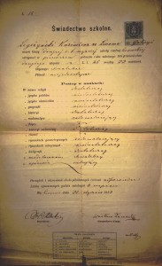 Lwów 1883r świadectwo I półrocze klasy drugiej szkoły realnej Kazimierz Legeżyński